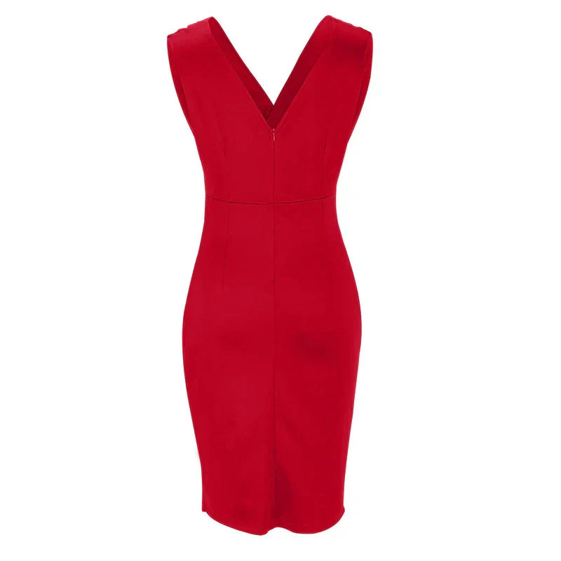 Fresia | Fitted Dress with V-Neckline and Slit