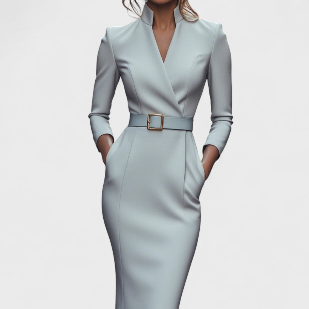 Mandarin™ | Luxurious Black Belted Dress