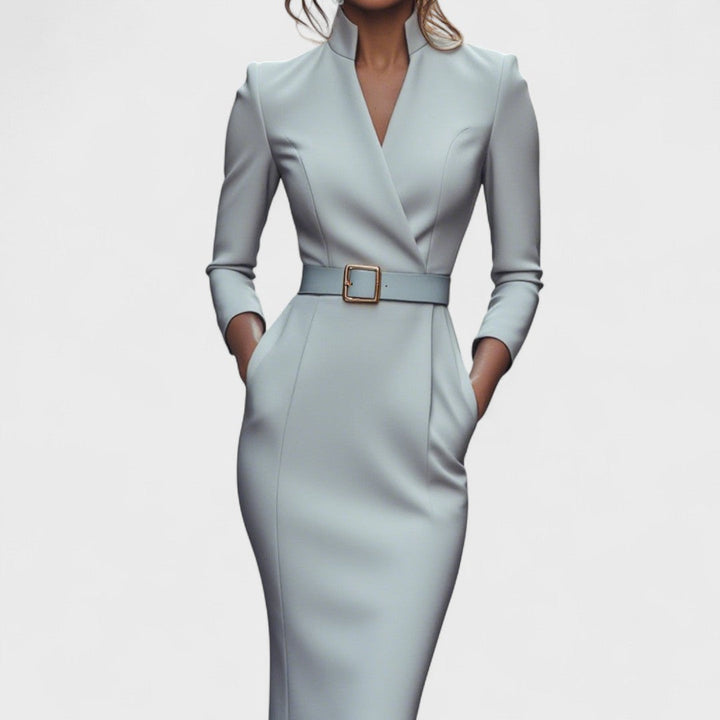 Mandarin™ | Luxurious Black Belted Dress