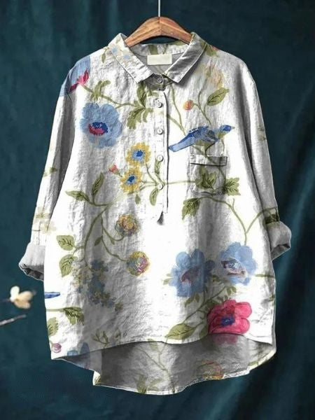 Donna™ - Tummy covering floral shirt