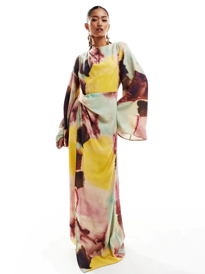 Corenne™ | Abstract Watercolor Maxi Dress