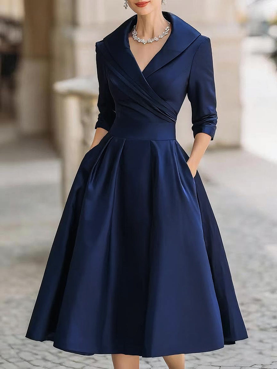 Linae™ | Elegant Satin Midi Dress