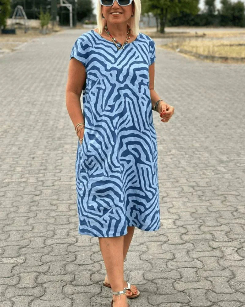 Nelia | Summer Dress with Round Neck and Beautiful Print