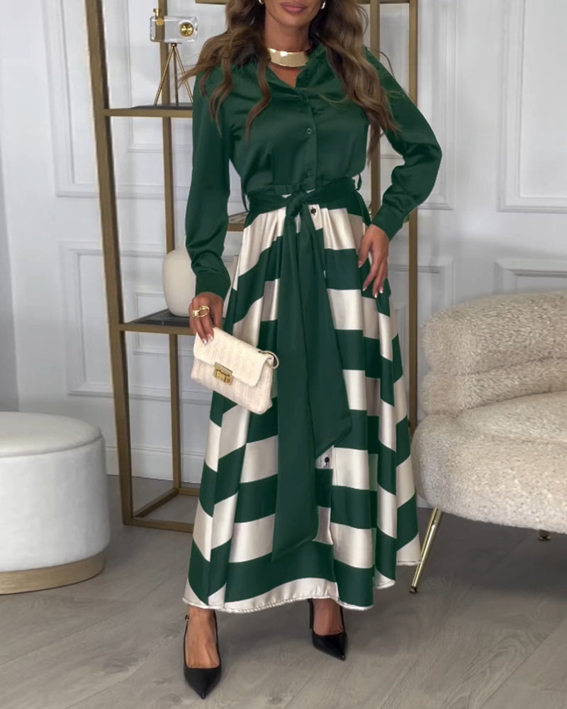 Women's Elegant Striped Straps Dress