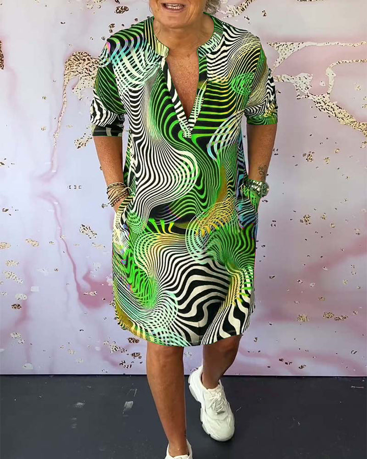 MARI - Colorful V-Neck Dress