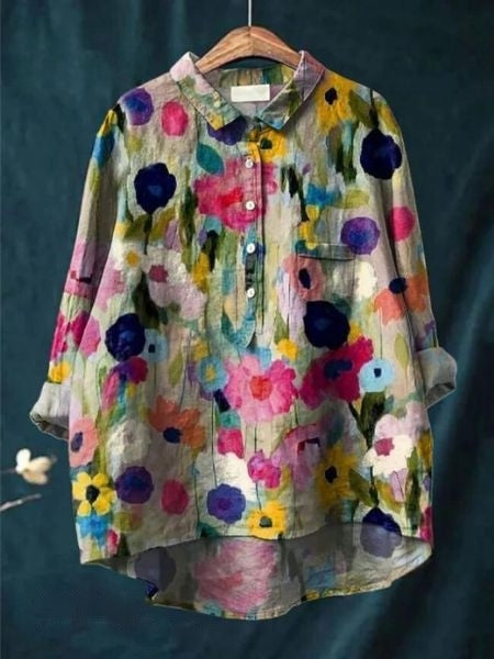 Donna™ - Tummy covering floral shirt