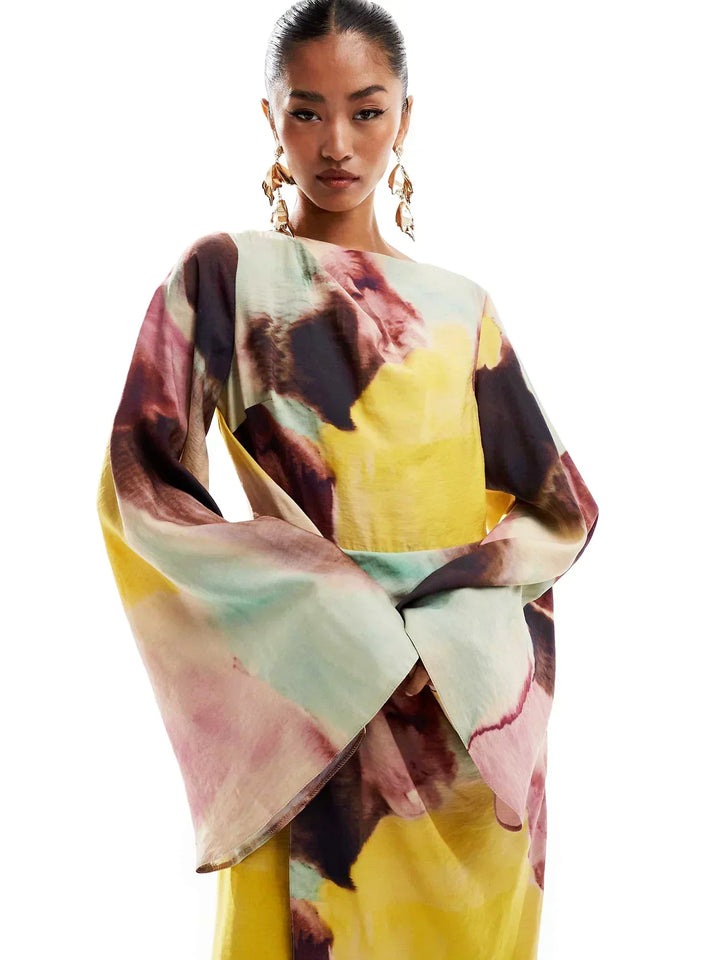 Corenne™ | Abstract Watercolor Maxi Dress