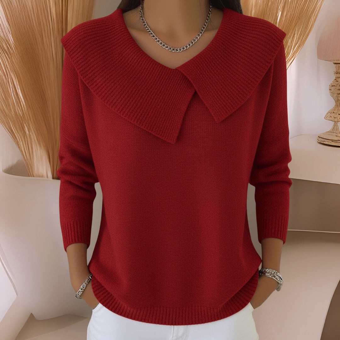 Jennifer | Knit Sweater with Soft Collar