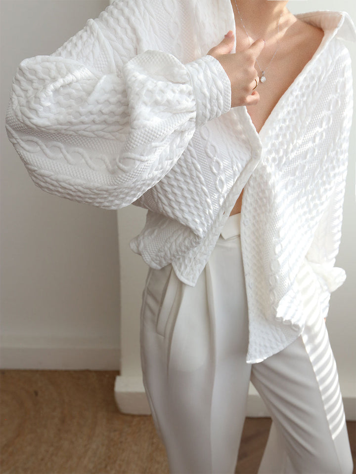 Lavine - Cable Knit Oversized Shirt