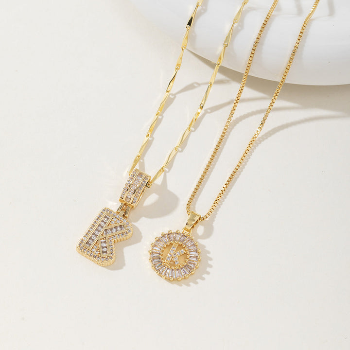 AISHA™ - Elegant 2-Pack Initial Letter Pendant Necklaces
