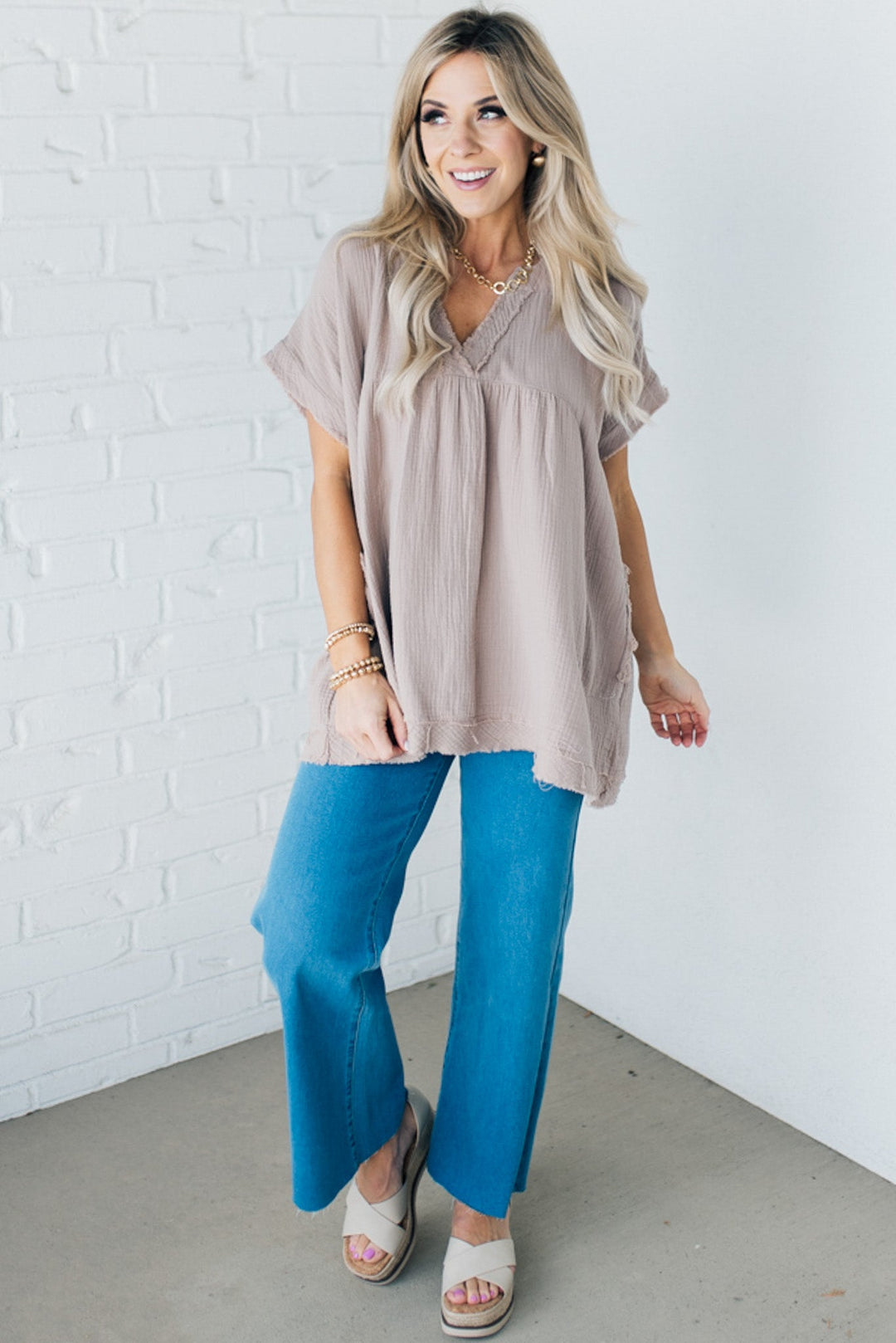 Coleen - Raw Edge Gauze Top