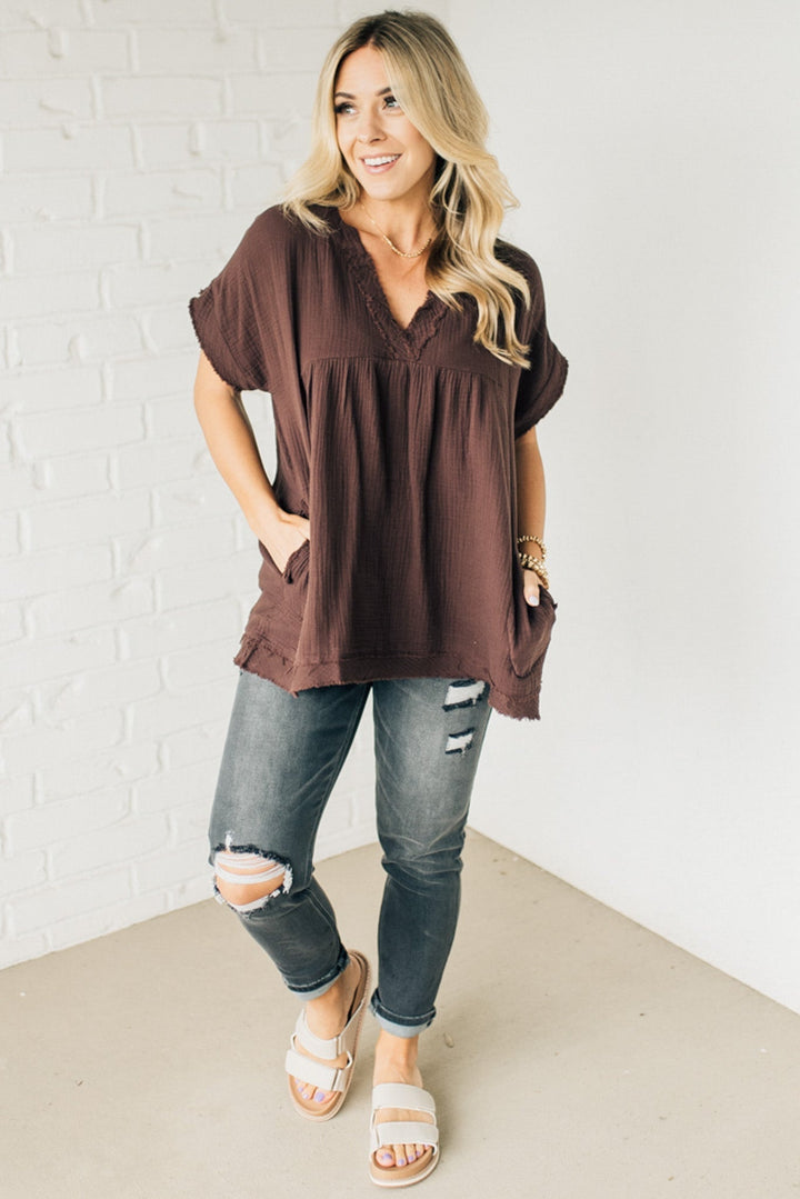 Coleen - Raw Edge Gauze Top