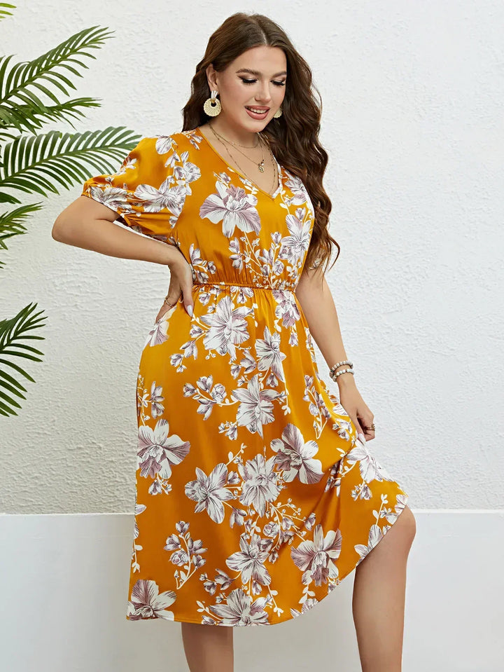 Luna Blossom™ PLUS  Floral Midi Dress