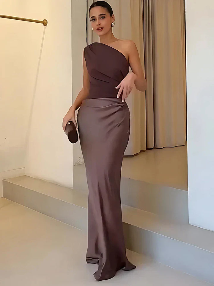 Sofie - One-Shoulder Satin Maxi Dress