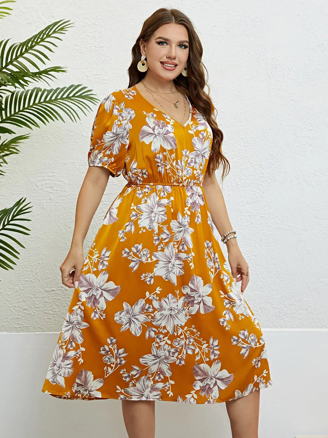 Luna Blossom™ PLUS  Floral Midi Dress