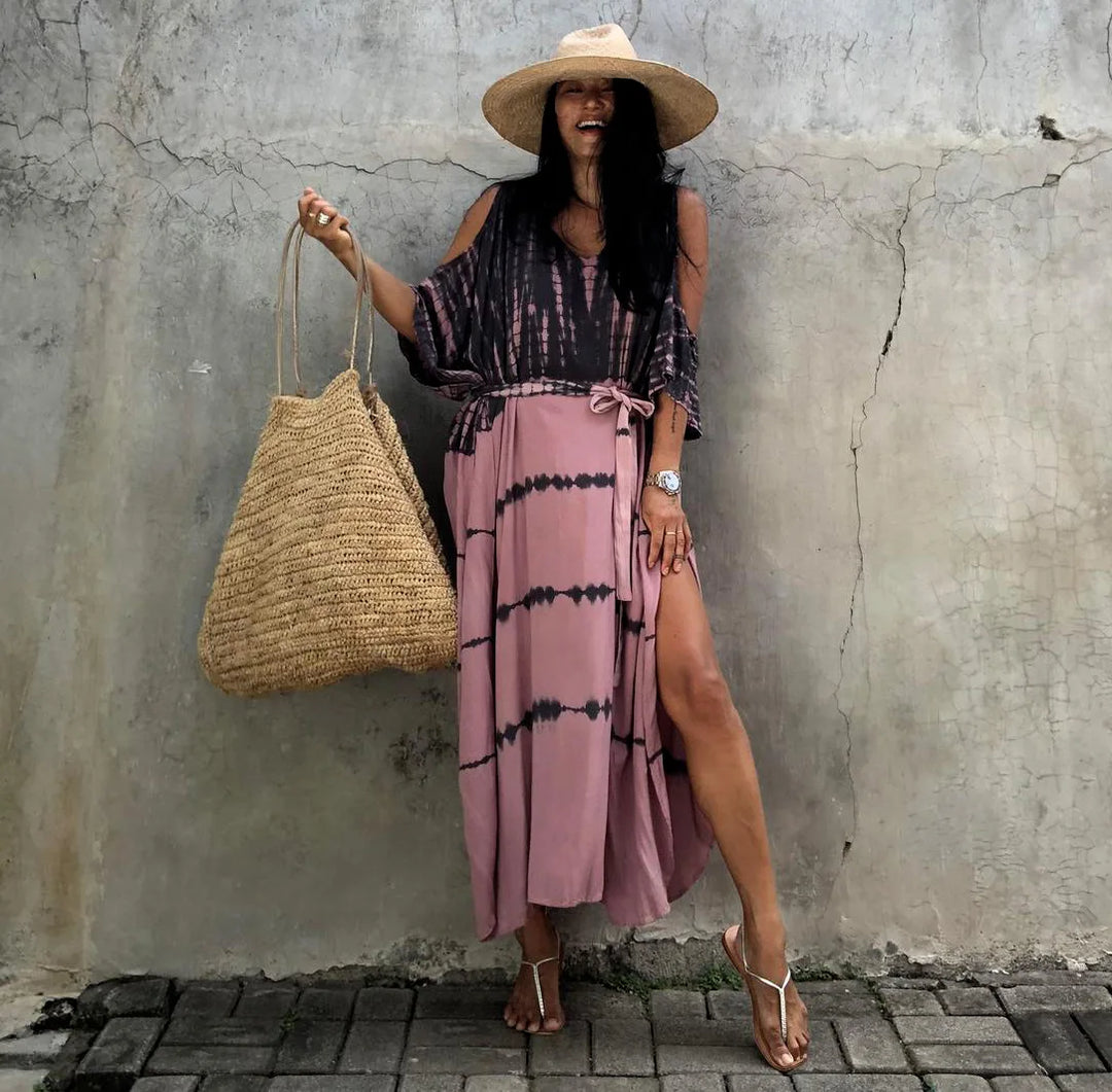 Neraya™ | Bohemian Off-Shoulder Maxi Beach Dress