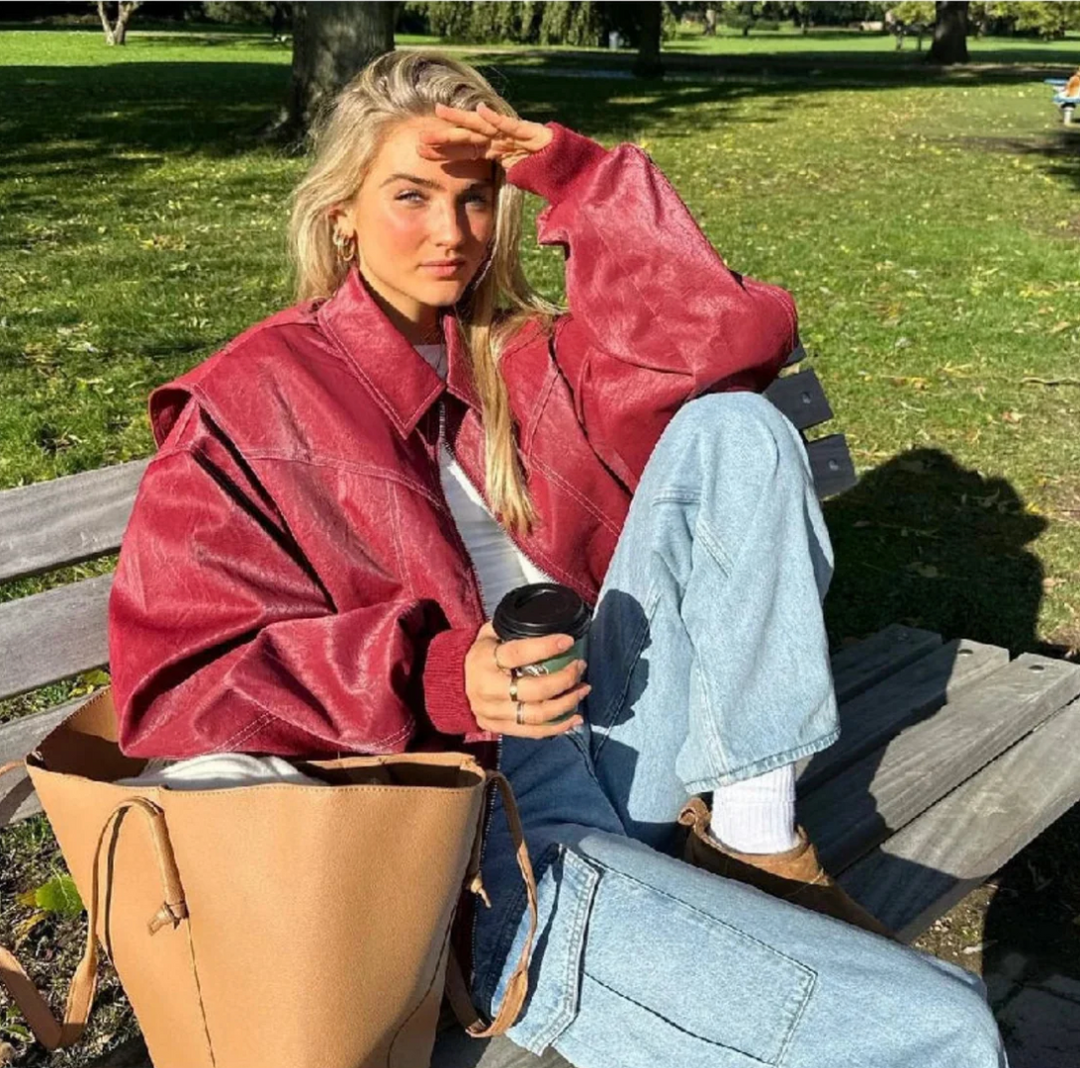 Naenia™ | Leather Bomber Jacket