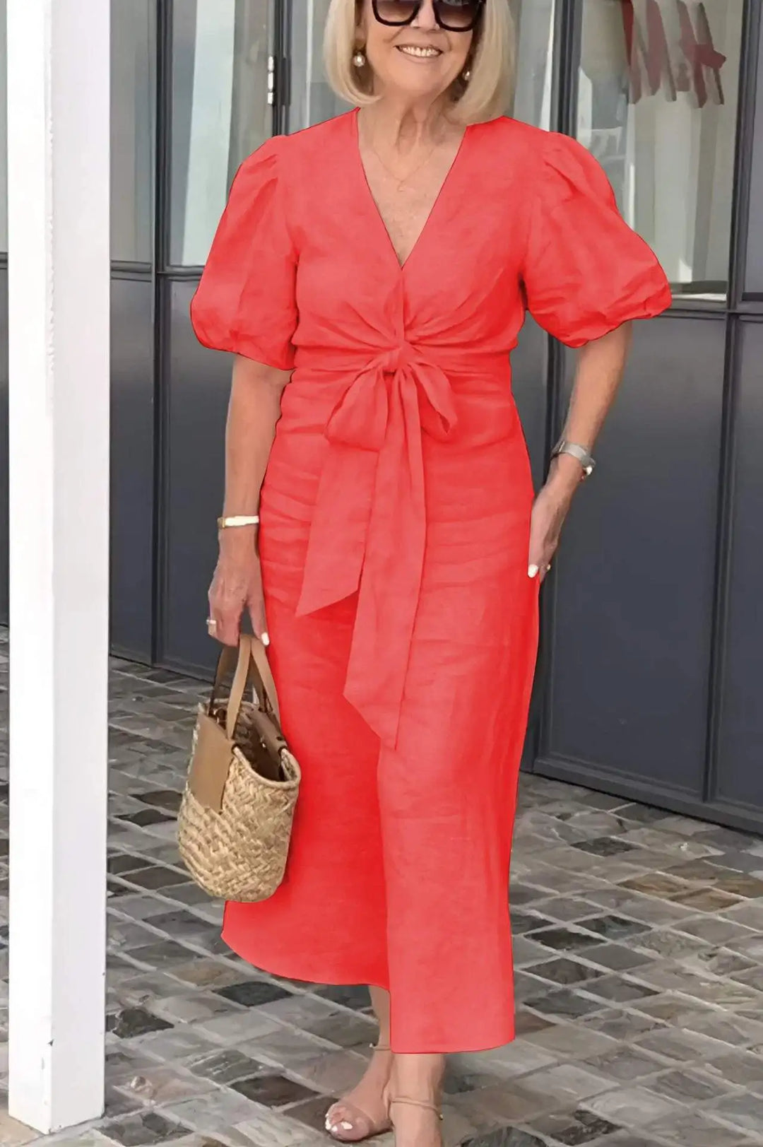 Amara™ - V-Neck Cotton Dress With Laces