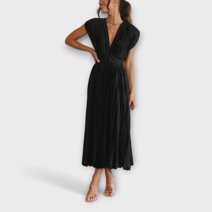 Maria | Elegant Pleated Midi Dress