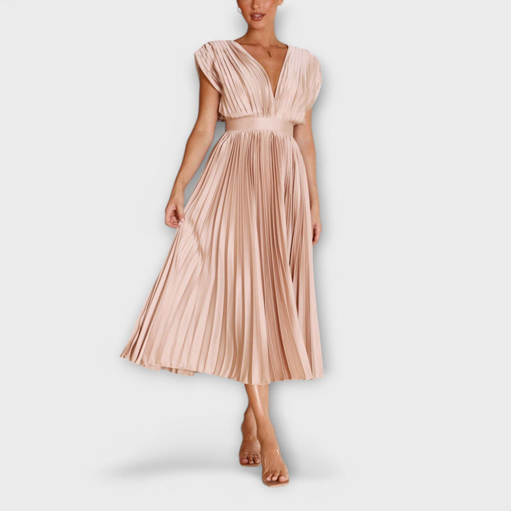 Maria | Elegant Pleated Midi Dress