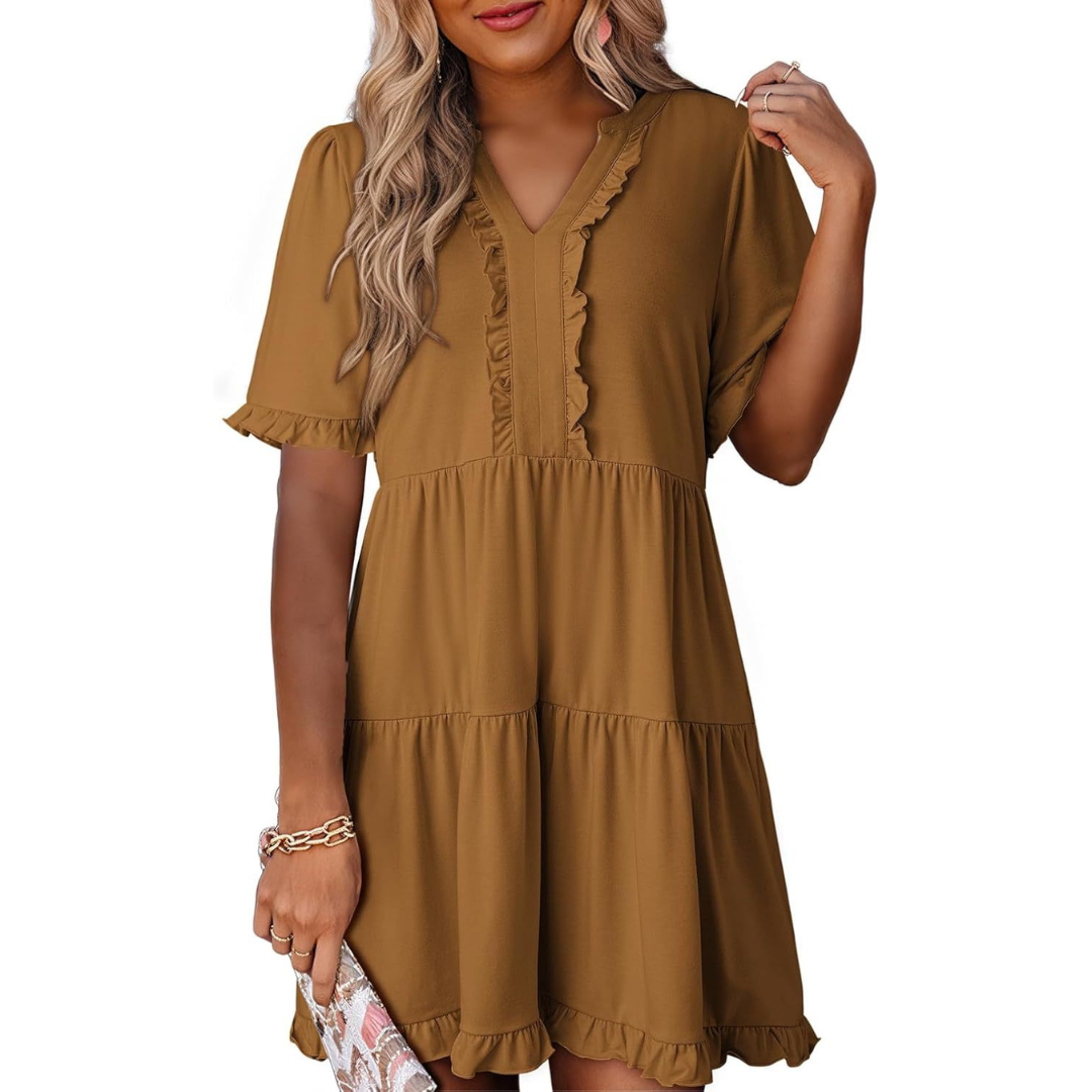 Shaila™ | Casual V-Neck Mini Dress