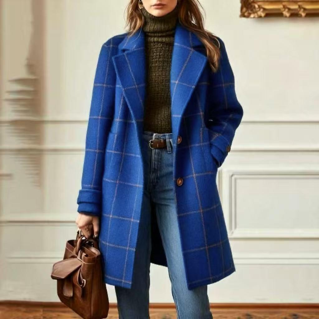 Women’s Classic Checked Button Front Coat