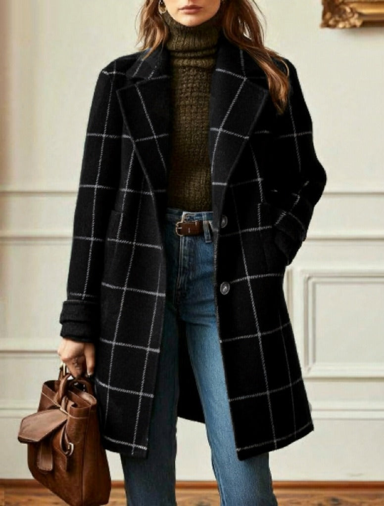 Women’s Classic Checked Button Front Coat