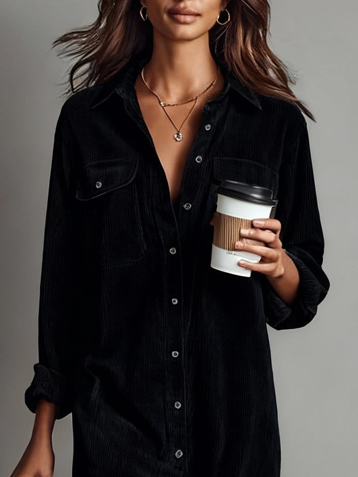 REVELYN™ | Soft-Touch Corduroy Midi Dress