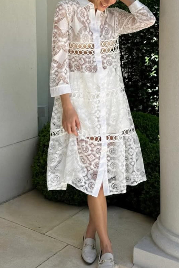 Nerina™ | Stylish Lace Button Shirt