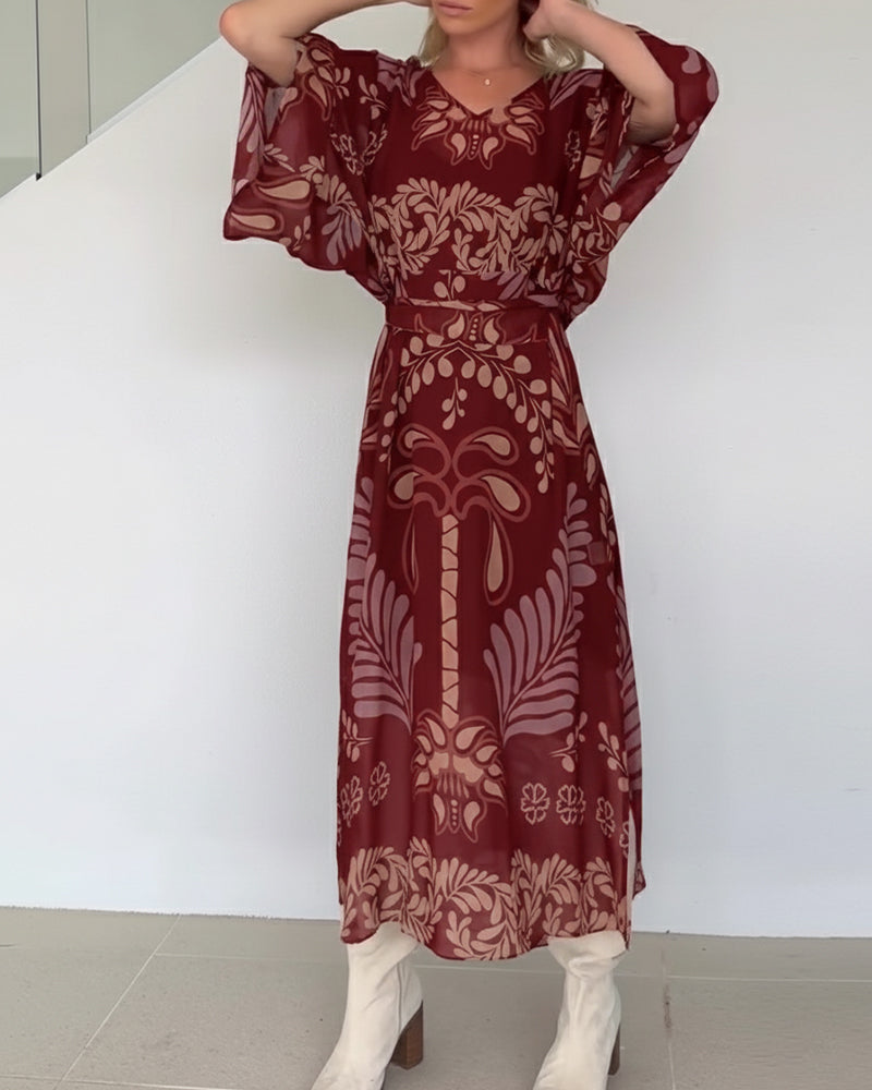 Bohemian V-Neck Loose Dress
