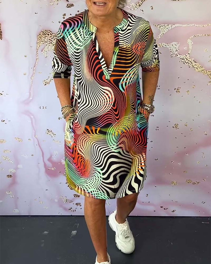 MARI - Colorful V-Neck Dress