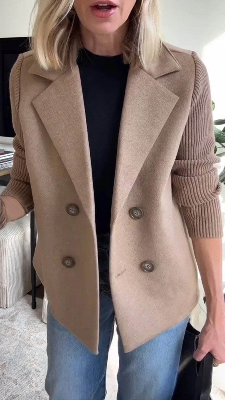 Lenora™ | Premium Chic Knit-Sleeve Blazer
