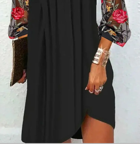 Nivara™ | Elegant Mini Dress with V-neck and Sheer Sleeves