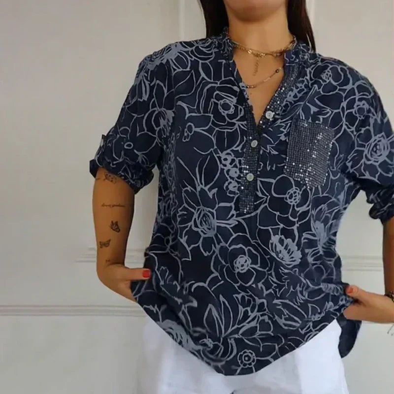 Clara – Printed Button-Up Shirt