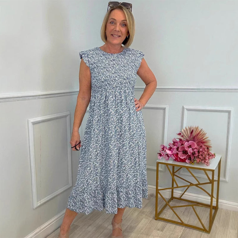 Celya™ | High-Waisted Floral Print Dress