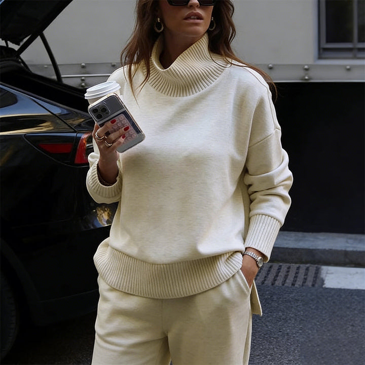 High-Neck Side-Zip Sweatshirt & Pants Set